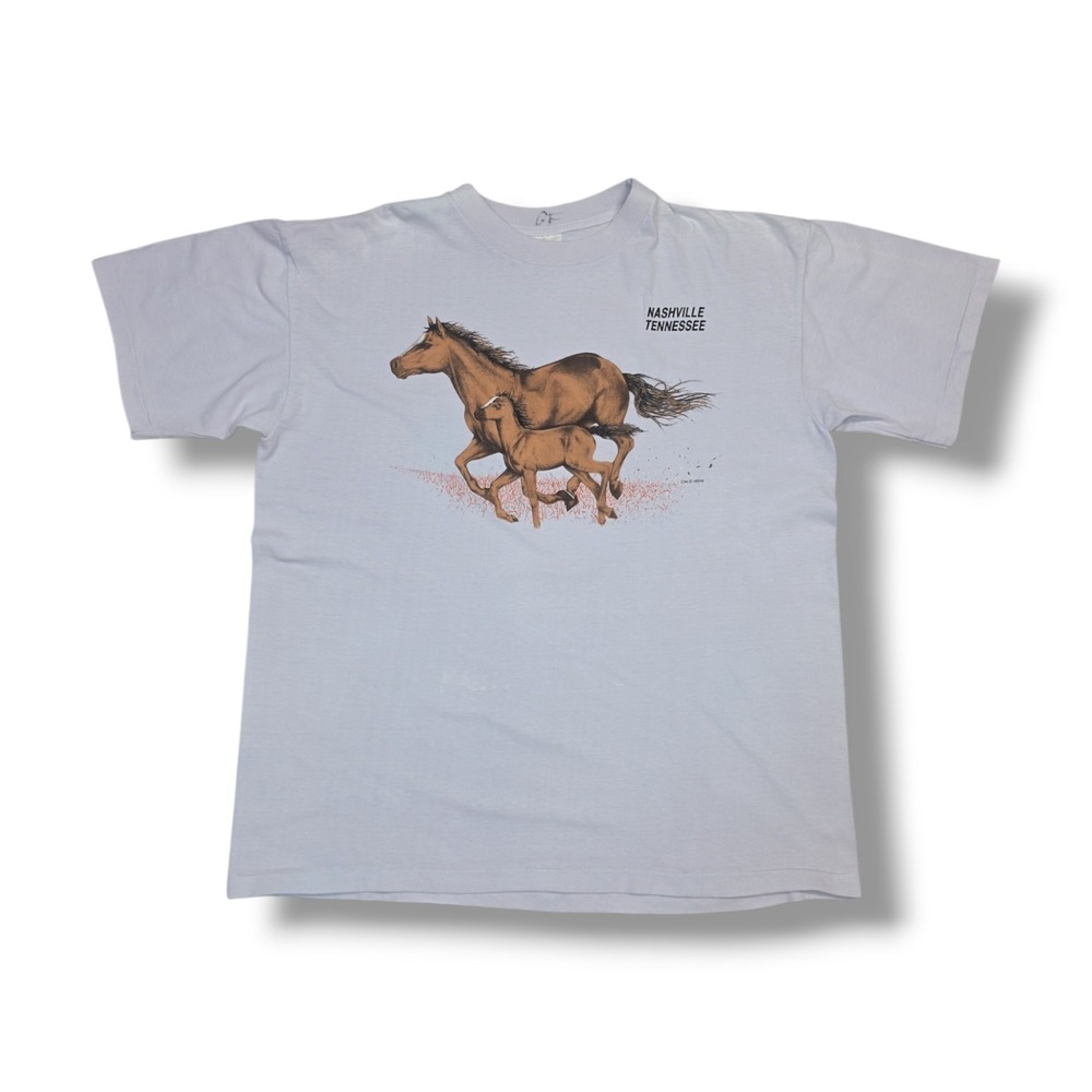 VTG Nashville Tennessee Horse Graphic Lavender Caribbean Dream T-Shirt Men's XL